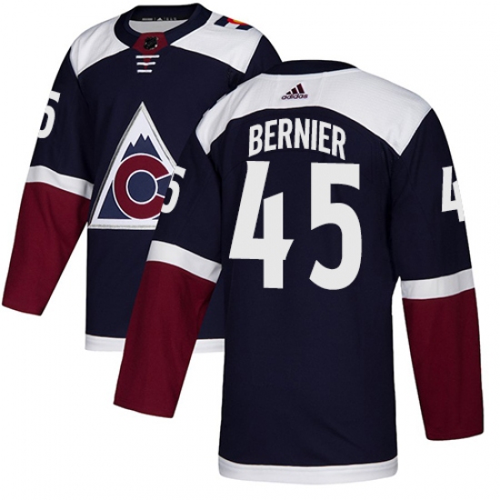 Men's Adidas Colorado Avalanche 45 Jonathan Bernier Authentic Navy Blue Alternate NHL Jersey