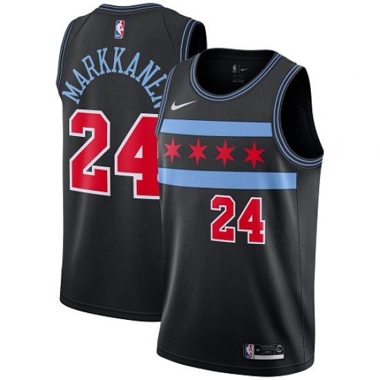 Men's Nike Chicago Bulls 24 Lauri Markkanen Swingman Black NBA Jersey - City Edition