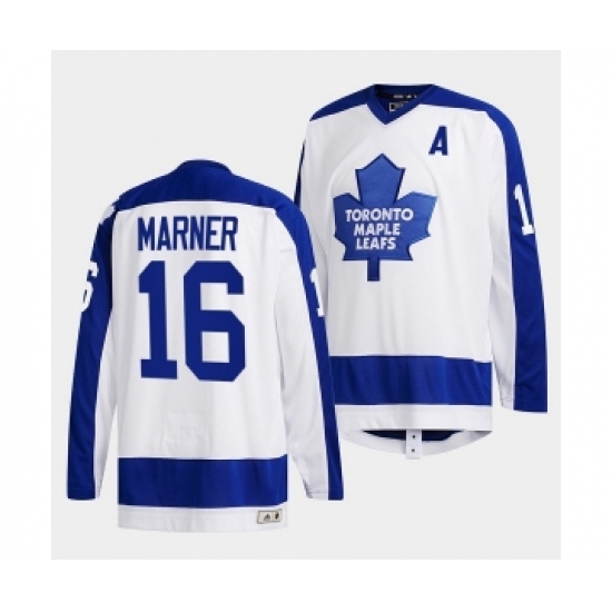 Men's Toronto Maple Leafs 16 Mitchell Marner White Classics Primary Logo Stitched Jersey