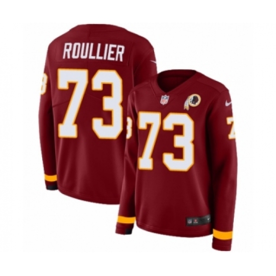 Women's Nike Washington Redskins 73 Chase Roullier Limited Burgundy Therma Long Sleeve NFL Jersey