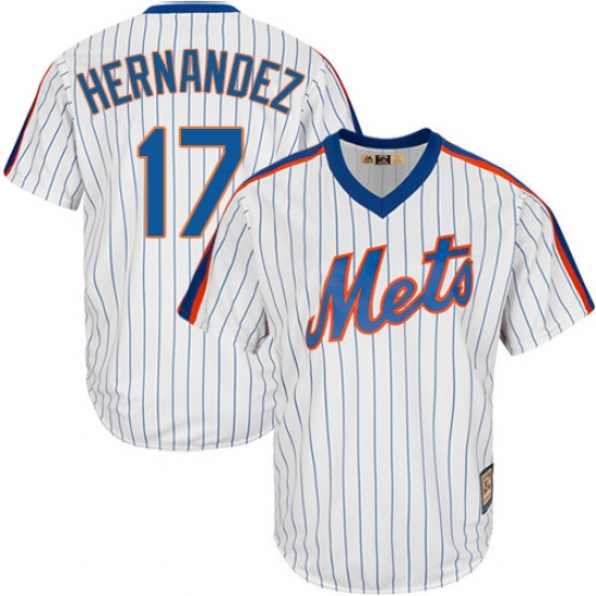 Men's Majestic New York Mets 17 Keith Hernandez Authentic White Cooperstown MLB Jersey