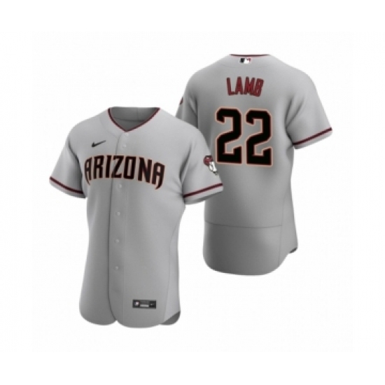 Men's Arizona Diamondbacks 22 Jake Lamb Nike Gray Authentic 2020 Road Jersey