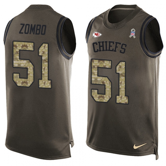 Men's Nike Kansas City Chiefs 51 Frank Zombo Limited Green Salute to Service Tank Top NFL Jersey