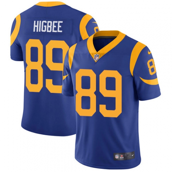 Men's Nike Los Angeles Rams 89 Tyler Higbee Royal Blue Alternate Vapor Untouchable Limited Player NFL Jersey