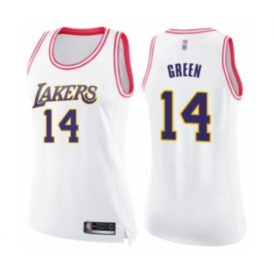 Women's Los Angeles Lakers 14 Danny Green Swingman White Pink Fashion Basketball Jersey