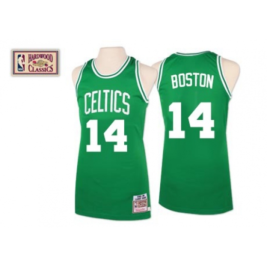 Men's Mitchell and Ness Boston Celtics 14 Bob Cousy Authentic Green Throwback NBA Jersey