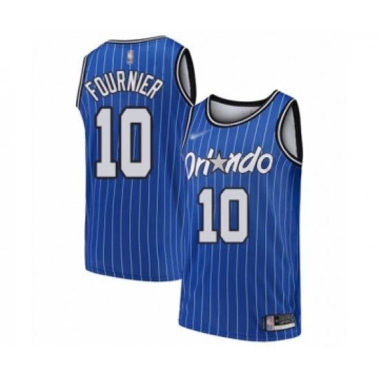 Men's Orlando Magic 10 Evan Fournier Authentic Blue Hardwood Classics Basketball Jersey