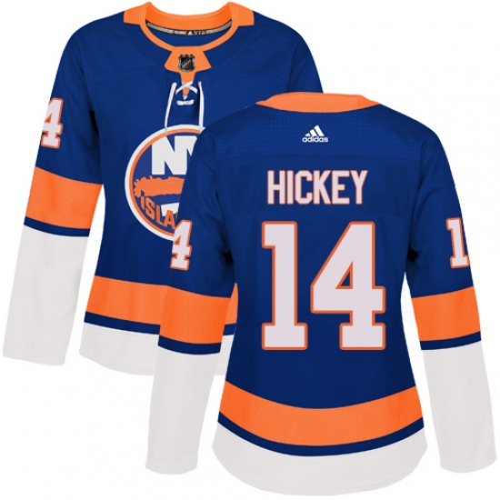 Women's Adidas New York Islanders 14 Thomas Hickey Authentic Royal Blue Home NHL Jersey