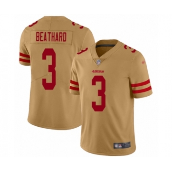 Men's San Francisco 49ers 3 C. J. Beathard Limited Gold Inverted Legend Football Jersey