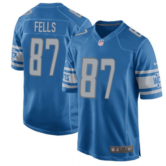 Men's Nike Detroit Lions 87 Darren Fells Game Light Blue Team Color NFL Jersey