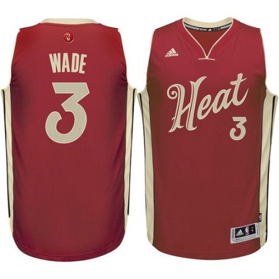 Youth Adidas Miami Heat 3 Dwyane Wade Swingman Red 2015-16 Christmas Day NBA Jersey