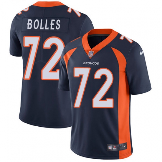 Men's Nike Denver Broncos 72 Garett Bolles Navy Blue Alternate Vapor Untouchable Limited Player NFL Jersey