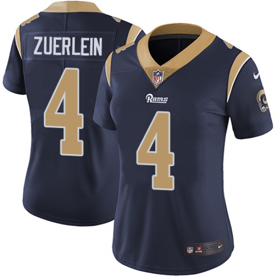 Women's Nike Los Angeles Rams 4 Greg Zuerlein Elite Navy Blue Team Color NFL Jersey