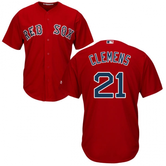 Youth Majestic Boston Red Sox 21 Roger Clemens Authentic Red Alternate Home Cool Base MLB Jersey