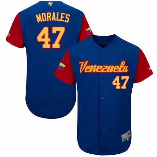 Men's Venezuela Baseball Majestic 47 Franklin Morales Royal Blue 2017 World Baseball Classic Authentic Team Jersey