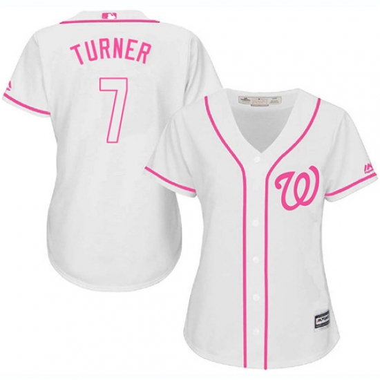 Women's Majestic Washington Nationals 7 Trea Turner Authentic White Fashion Cool Base MLB Jersey