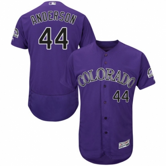 Men's Majestic Colorado Rockies 44 Tyler Anderson Purple Alternate Flex Base Authentic Collection MLB Jersey