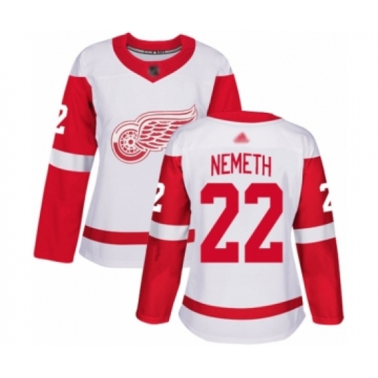 Women's Detroit Red Wings 22 Patrik Nemeth Authentic White Away Hockey Jersey