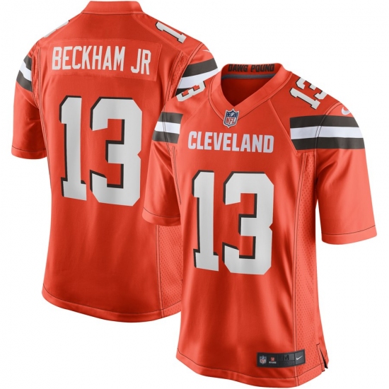 Men's Cleveland Browns 13 Odell Beckham Jr Nike Orange Game Jersey