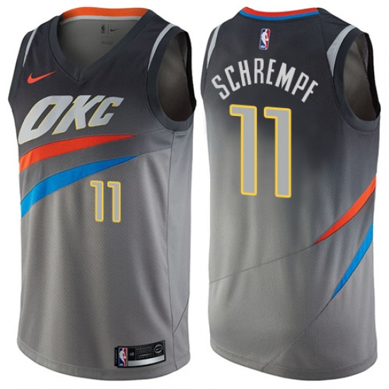 Men's Nike Oklahoma City Thunder 11 Detlef Schrempf Swingman Gray NBA Jersey - City Edition