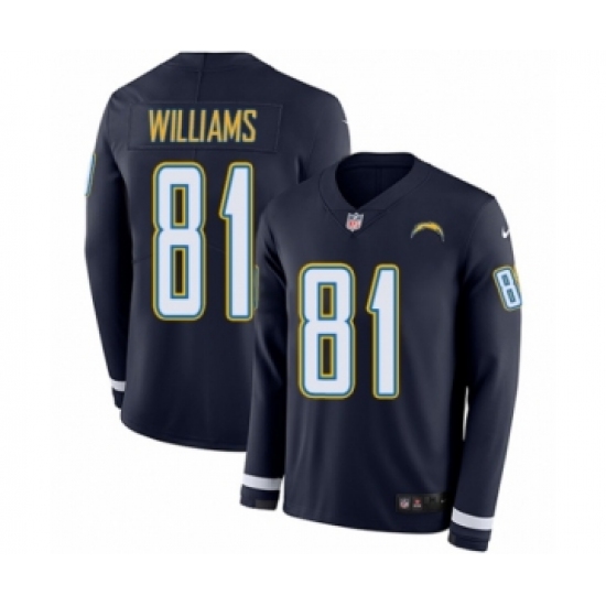 Men's Nike Los Angeles Chargers 81 Mike Williams Limited Navy Blue Therma Long Sleeve NFL Jersey