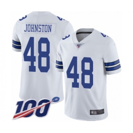 Men's Dallas Cowboys 48 Daryl Johnston White Vapor Untouchable Limited Player 100th Season Football Jersey