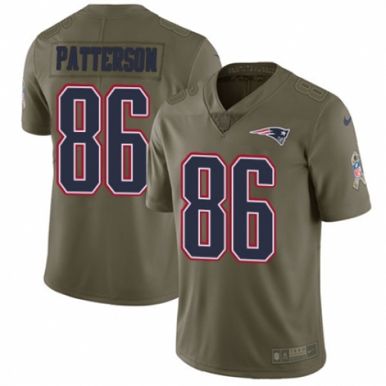 Men's Nike New England Patriots 86 Cordarrelle Patterson Limited Olive 2017 Salute to Service NFL Jersey