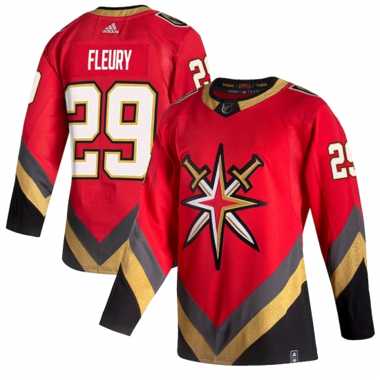 Men's Vegas Golden Knights 29 Marc-Andre Fleury adidas Red 2020-21 Reverse Retro Authentic Player Jersey