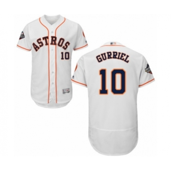 Men's Houston Astros 10 Yuli Gurriel White Home Flex Base Authentic Collection 2019 World Series Bound Baseball Jersey