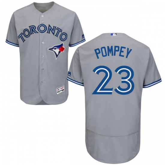 Men's Majestic Toronto Blue Jays 23 Dalton Pompey Grey Road Flex Base Authentic Collection MLB Jersey