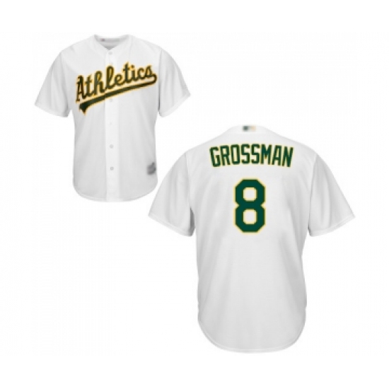 Men's Oakland Athletics 8 Robbie Grossman Replica White Home Cool Base Baseball Jerseyy