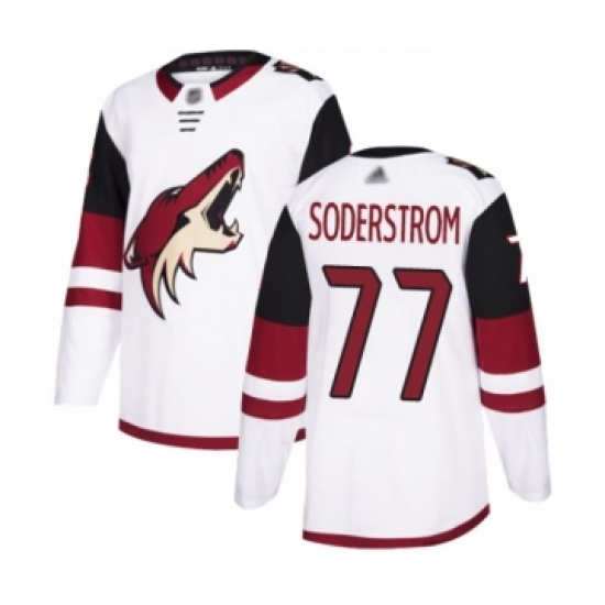 Men's Arizona Coyotes 77 Victor Soderstrom Authentic White Away Hockey Jersey