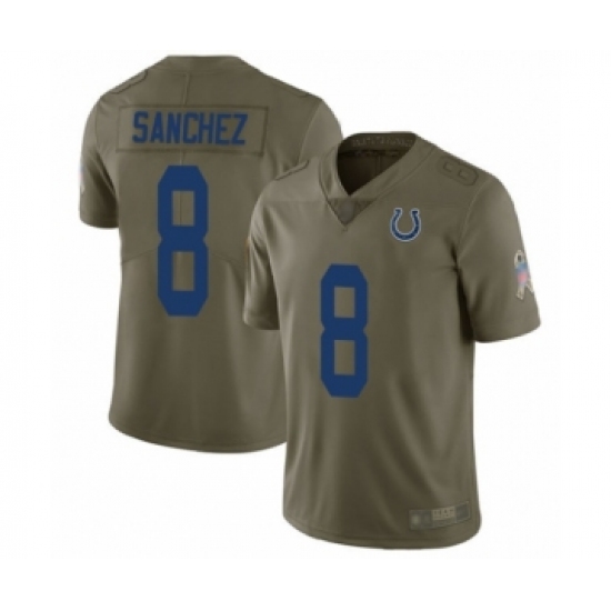 Youth Indianapolis Colts 8 Rigoberto Sanchez Limited Olive 2017 Salute to Service Football Jersey