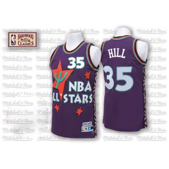 Men's Adidas Detroit Pistons 35 Grant Hill Swingman Purple 1995 All Star Throwback NBA Jersey