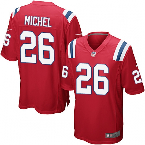Men's Nike New England Patriots 26 Sony Michel Game Red Alternate NFL Jersey