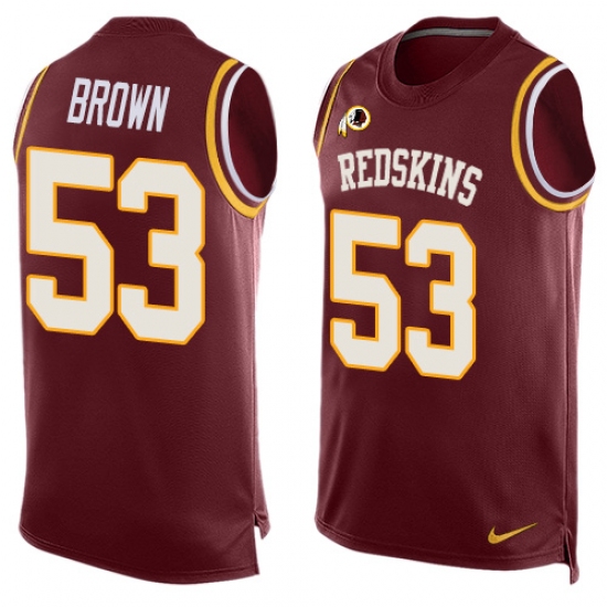 Men's Nike Washington Redskins 53 Zach Brown Limited Red Player Name & Number Tank Top NFL Jersey