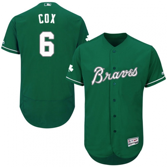 Men's Majestic Atlanta Braves 6 Bobby Cox Green Celtic Flexbase Authentic Collection MLB Jersey