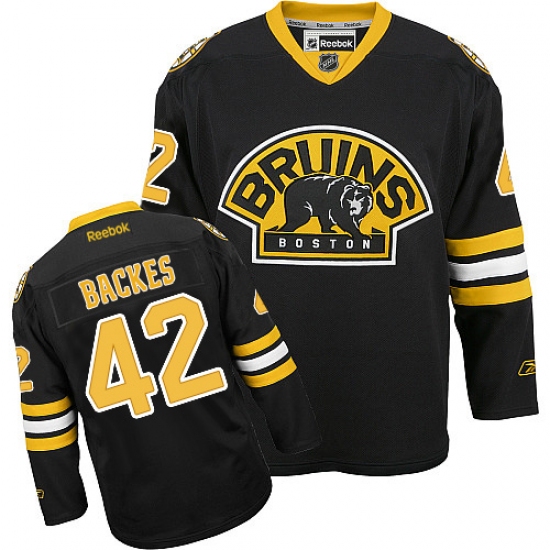 Men's Reebok Boston Bruins 42 David Backes Premier Black Third NHL Jersey