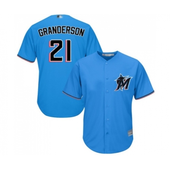 Men's Miami Marlins 21 Curtis Granderson Replica Blue Alternate 1 Cool Base Baseball Jersey