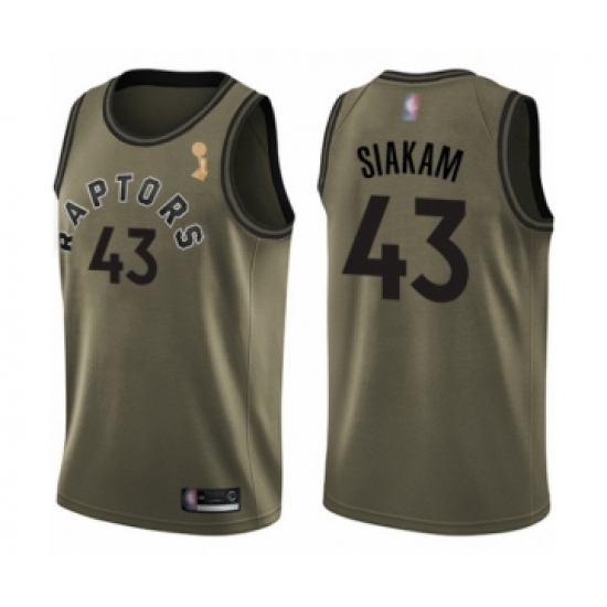 Youth Toronto Raptors 43 Pascal Siakam Swingman Green Salute to Service 2019 Basketball Finals Champions Jersey