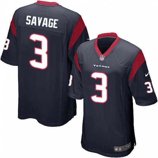 Men's Nike Houston Texans 3 Tom Savage Game Navy Blue Team Color NFL Jersey