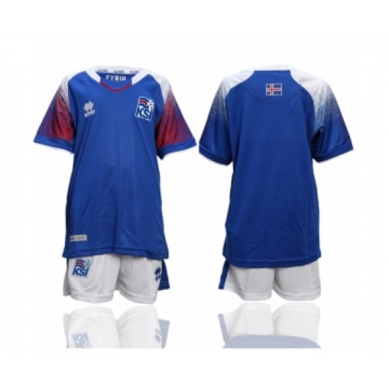 Iceland Blank Home Kid Soccer Country Jersey