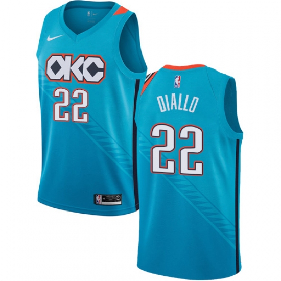 Women's Nike Oklahoma City Thunder 22 Hamidou Diallo Swingman Turquoise NBA Jersey - City Edition
