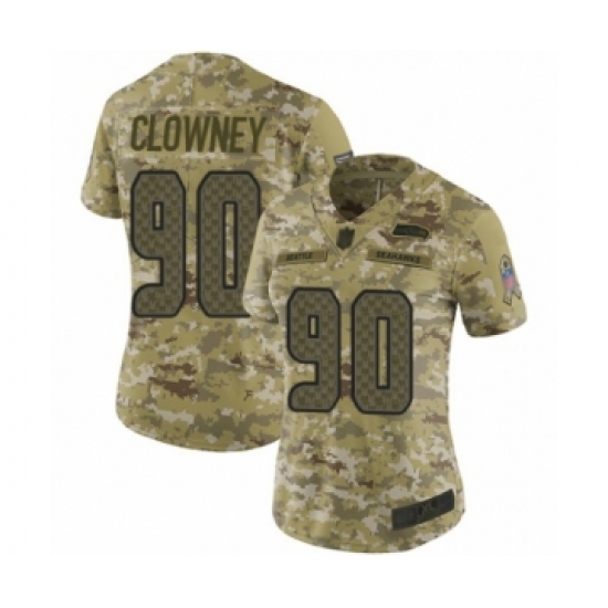 Women's Seattle Seahawks 90 Jadeveon Clowney Limited Camo 2018 Salute to Service Football Jersey