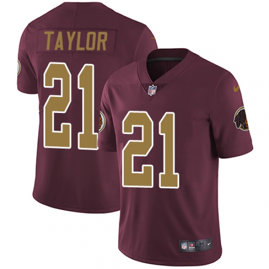 Men's Nike Washington Redskins 21 Sean Taylor Burgundy Red/Gold Number Alternate 80TH Anniversary Vapor Untouchable Limited Player NFL Jersey