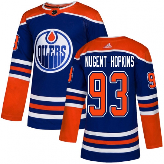 Youth Adidas Edmonton Oilers 93 Ryan Nugent-Hopkins Authentic Royal Blue Alternate NHL Jersey