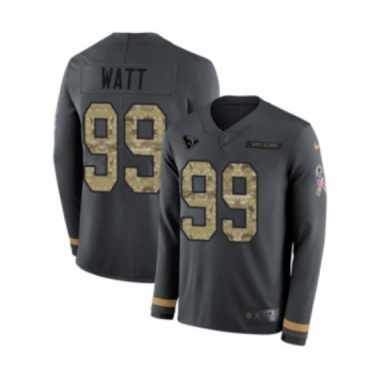 Youth Nike Houston Texans 99 J.J. Watt Limited Black Salute to Service Therma Long Sleeve NFL Jersey