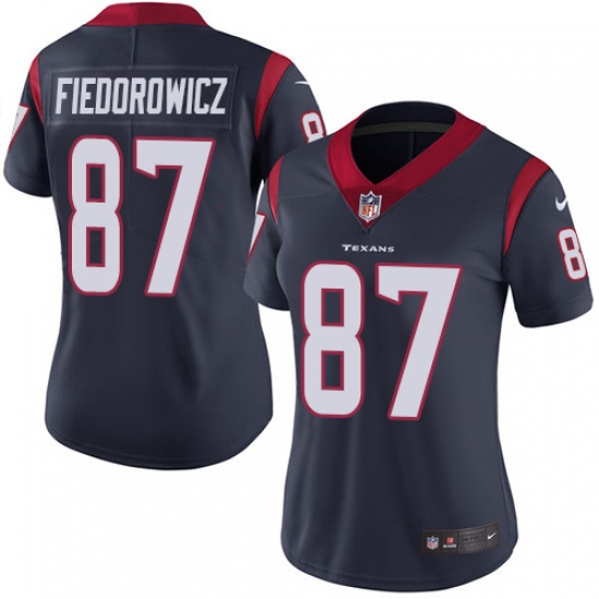 Women's Nike Houston Texans 87 C.J. Fiedorowicz Elite Navy Blue Team Color NFL Jersey