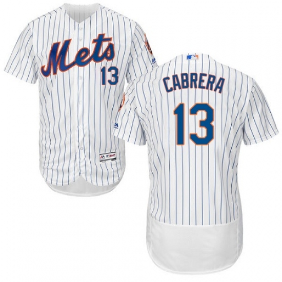 Men's Majestic New York Mets 13 Asdrubal Cabrera White Home Flex Base Authentic Collection MLB Jersey