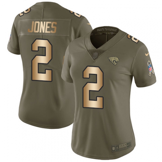 Women's Nike Jacksonville Jaguars 2 Landry Jones Limited Olive Gold 2017 Salute to Service NFL Jersey